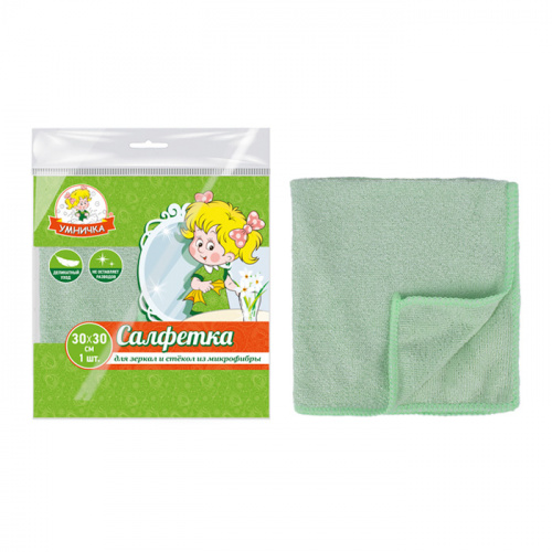 Салфетка для ЗЕРКАЛ "Умничка" Микрофибра 30*30см 1шт (60)